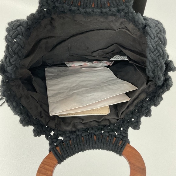 Danielle Nicole Black Macrame Fringe Crossbody Shoulder Bag Boho Cottagecore - Picture 8 of 9